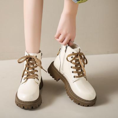 Осень Зима Теплые Массивные Женские Короткие Ботинки Круглый Носок На Шнуровке Байкерские Ботильоны Мода 2025 Шикарные и Элегантные Женские Ботильоны