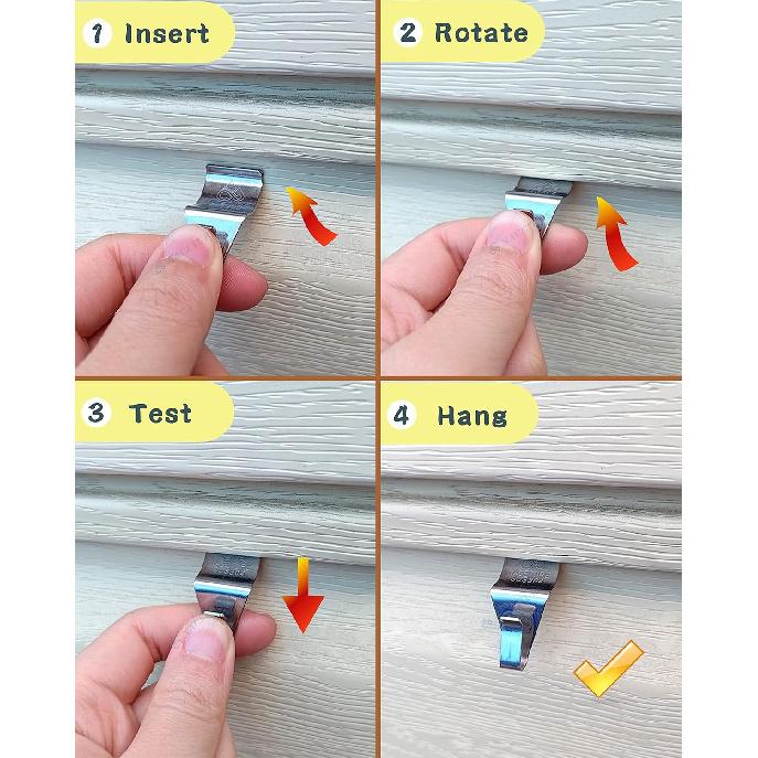 NACETURE Vinyl Siding Hooks 20 Pack Heavy Duty Siding Clips Vinyl Siding Hanger for Hanging on Patio, No Hole Need Command Outdoor Hook Hang to Decor