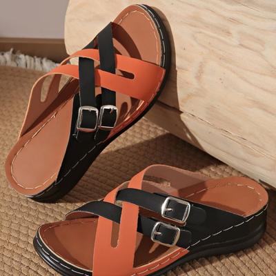 Новые большие размеры, однотонные женские тапочки с толстым дном и рыбьим ртом, модные, с пряжкой на ремне, одно слово, классные тапочки