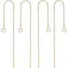 10Pcs 18K Gold Plated Ear Threads Dangle Bar Through Threaded Long Chain Earrings Pierced Dangling Drop Stud Earrings with Loop 3.34inch