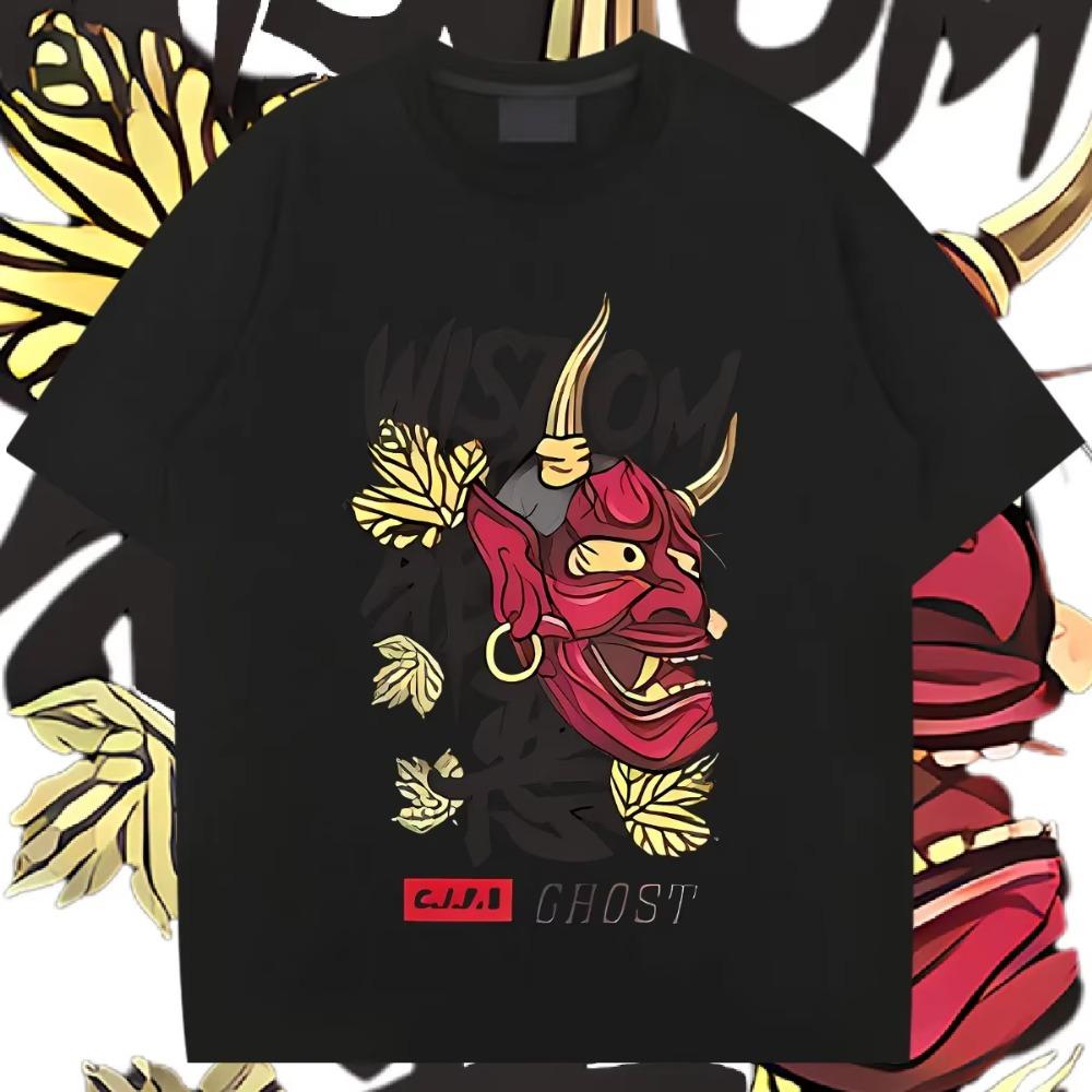 Маска с коротким рукавом Свободная одежда Американский ретро Для мужской футболки С принтом рэпера Футболка Уличный стиль Футболка Удобная Эластичная футболка