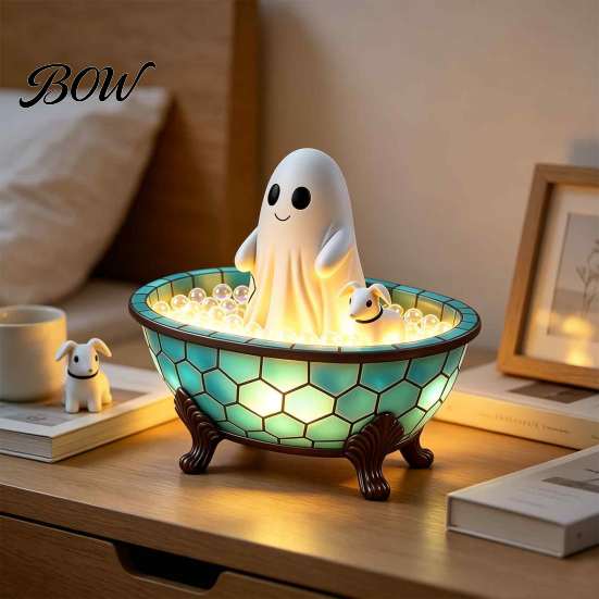 Decorative Night Light for Bedroom Ghost Bubble Bath Lamp, Cute Halloween Decor, Shaped Decor & Puppy Lamp Indoor Living Room Decoration Soft Glow