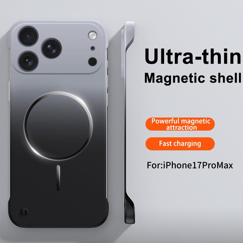Безрамочный магнитный чехол с градиентным цветом для iPhone 17 Air 16 15 14 13 12 Pro Max Для Magsafe Ультратонкая мягкая задняя крышка из ПК