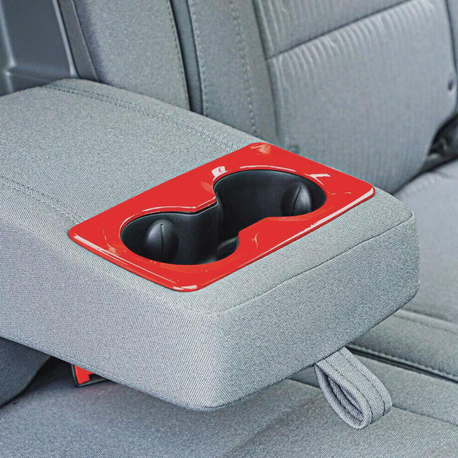 For 19-24 Dodge RAM 1500 Red Inner Rear Armrest Box Cup Holder Panel Cover Trim