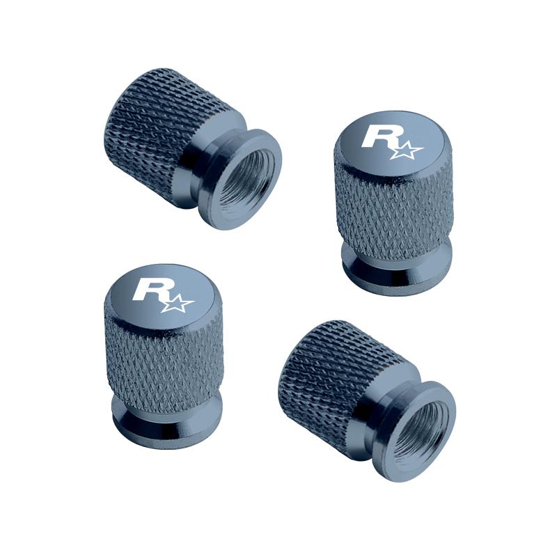 For GTA Game R Star Rock Star Emblem Jeep Peugeot Ford Hyundai Kawasaki Yamaha Badge Car Wheel Tire Valve Caps Tyre Stem Covers