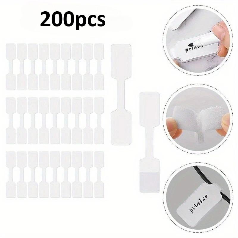 100/200pcs White Self-Adhesive Cable Labels,Writable Cord Tags for Office School Organization, Easy Cable Management,Cable Label