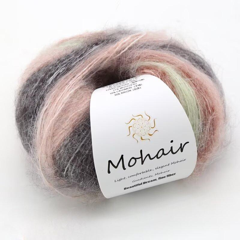 Цветной градиентный мохер 25 г ручная работа своими руками тканая готовая к носке шарф шапка шерстяная пряжа лидер окрашенная мохеровая пряжа