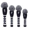 Craftsman Golf Head Cover 4 Piece Set Number Embroidery (1FFH) Club Cover for DriverFairway WoodHybrid Knit Number Tag Blue White