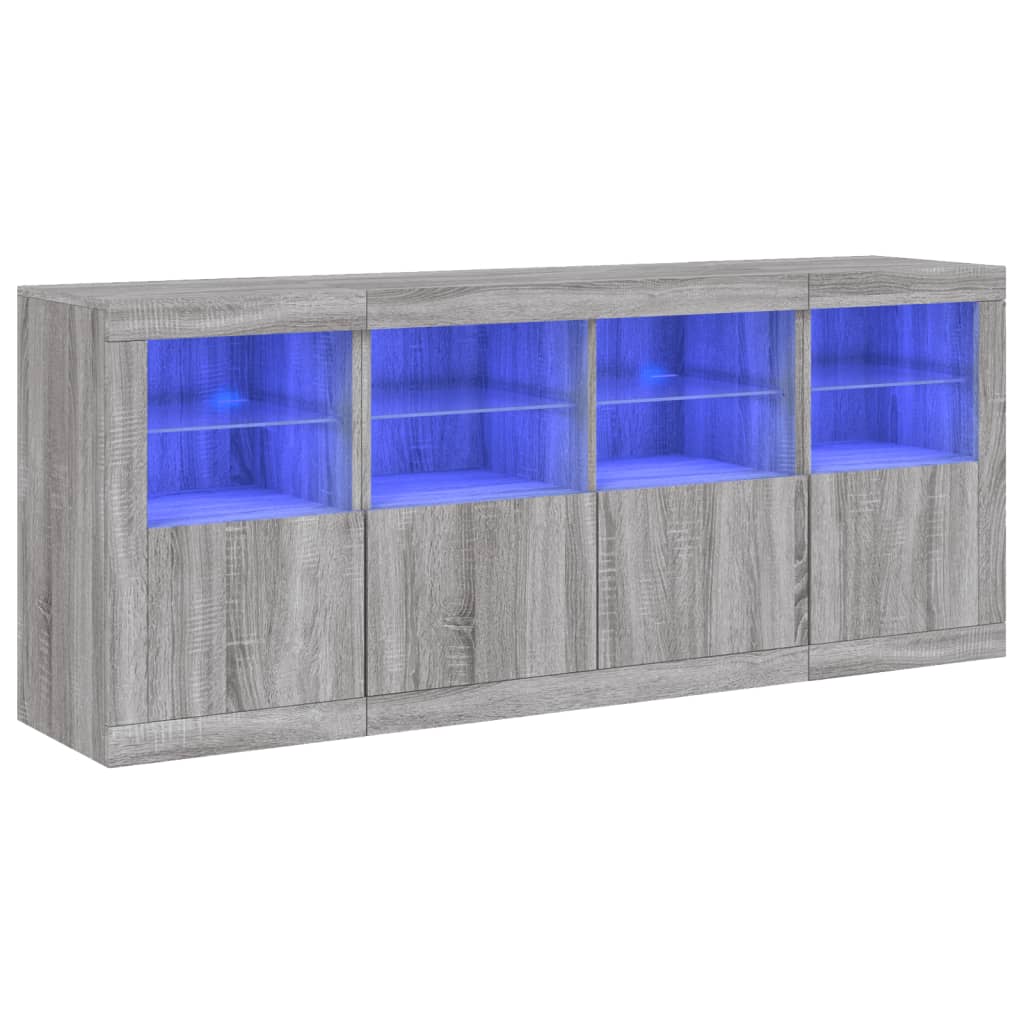 Sideboard with LED Lights Grey Sonoma 163 x 37 x 67 cm