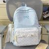 Schoolbag Japanese ins High-value girls backpack Large capacity backpack Lace lace plaid Junior high school student schoolbag
