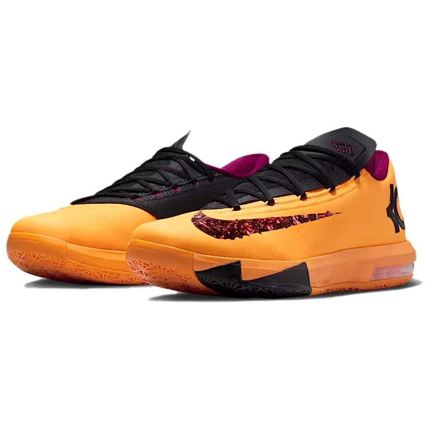 Nike KD 6 Нескользящие износостойкие низкие баскетбольные кроссовки унисекс желто-черные IB6903-800