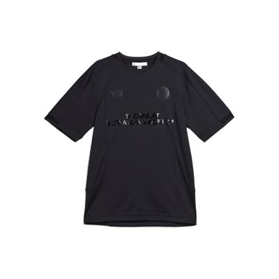Y-3 Футболка с круглым вырезом и коротким рукавом с логотипом, топы унисекс, черный цвет HM5039
