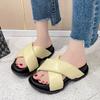 Fashion Korean Style Cross Stap Thick Botom Slippers Ladies Fashion Summer Chunky Platform Sandals Woman Outdoor Non Slip Slides Mujer