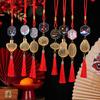 Chinese New Year Decoration Mini Golden Hollow Lantern Ornament Lucky Hanging Tassel Pendant for Fortune
