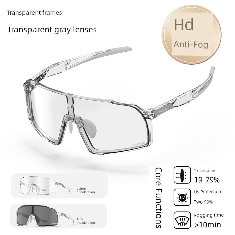 Kuwayo Outdoor Running and Cycling Color-Changing Sports Glasses, Windproof Day and Night Goggles for Nearsightedness