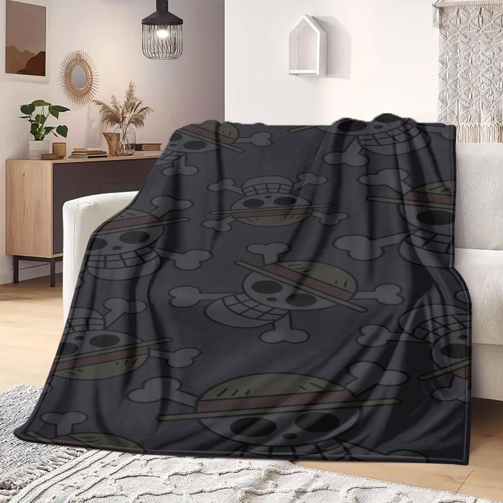 ONE PIECE Straw Hat Pirates Print Blanket Warm Comfortable Flannel Blanket Suitable for Bedrooms,Sofas, Beds,Chairs -QIAO116