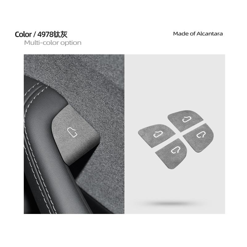 Door Button Decoration Sticker for Tesla New Model 3+ Highland 2024 Alcantara Suede Door Switch Patch Stickers Car Accessories