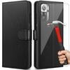Case and Tempered Glass - E.F.CONNECTION - for Redmi Note 10/10S - Black Leather Effect - Shockproof - Scratchproof