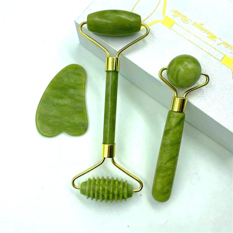 Natural Jade Massage Roller Guasha Board SPA Scraper Stone Facial Anti-wrinkle Treatment Body Facial