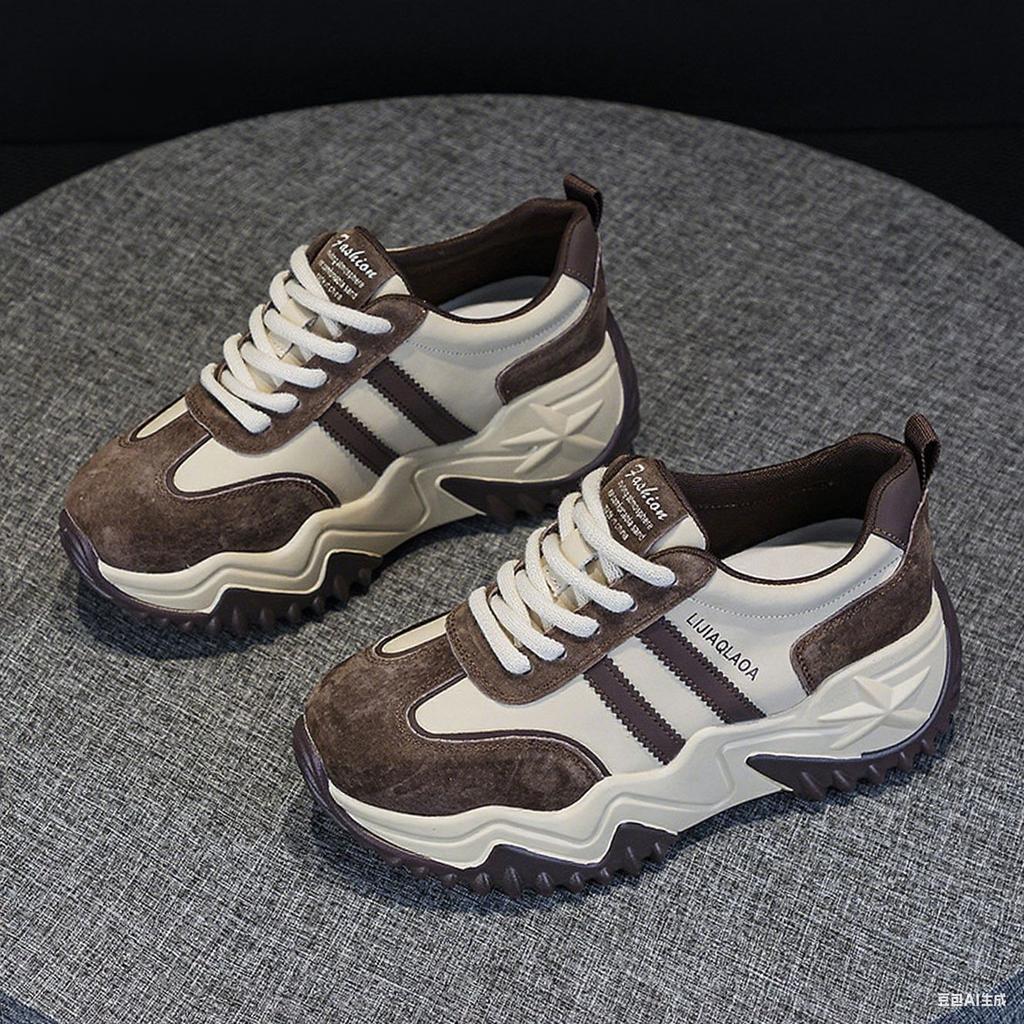 Папины кроссовки для девочки 2025 осень и зима новинка бархат мягкая кожа интернет-знаменитость взрыв кроссовки на платформе маленькие кроссовки тренд