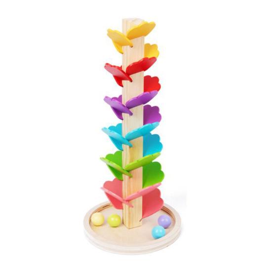 Marble Run Rainbow Sound Tree Детская мелкая моторика Деревянное дерево с круглыми/квадратными мячами для малышей Мальчики Девочки Обучающая музыкальная игрушка-дерево