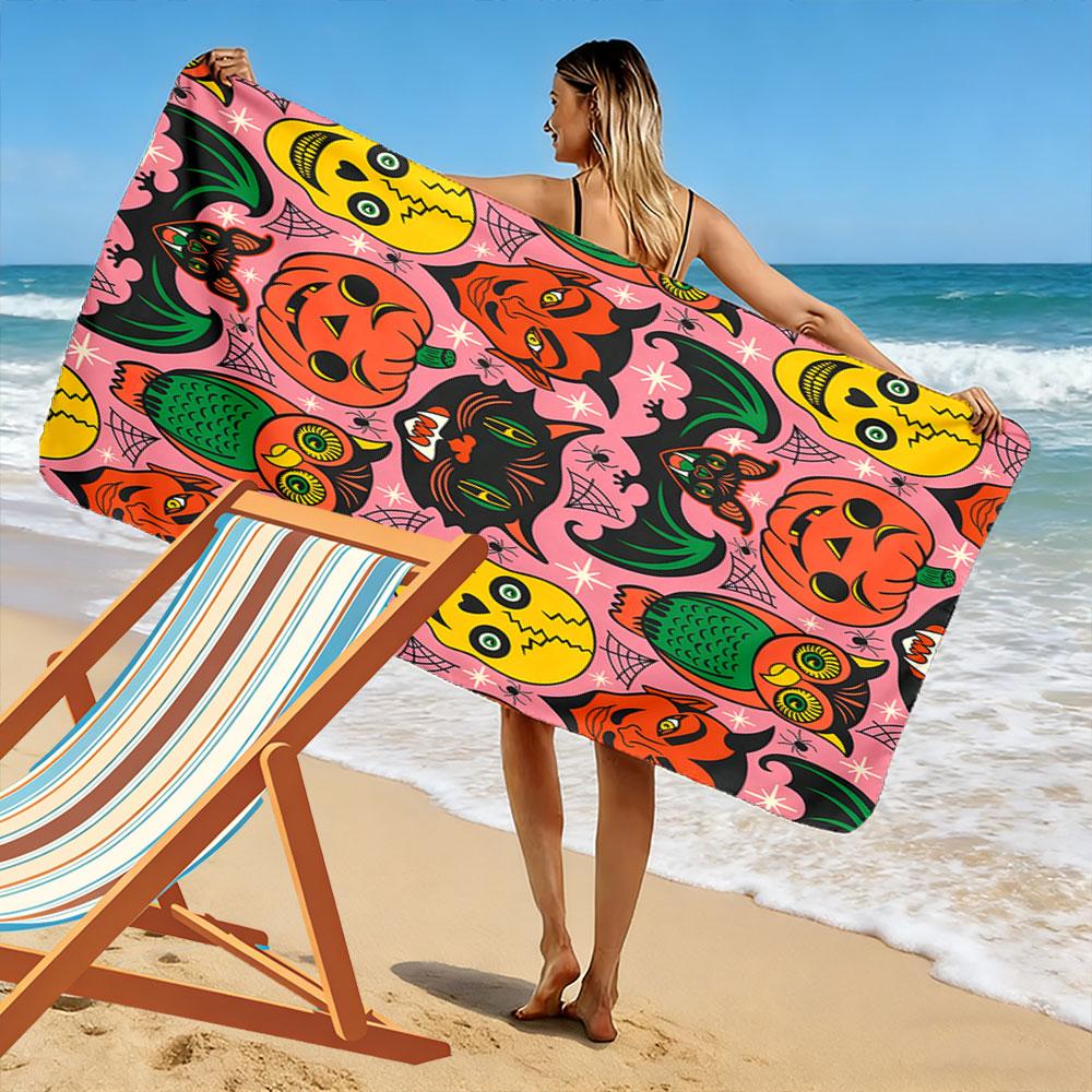 Vivid spooky fiesta Print beach towel, quick drying, suitable for travel, outdoor sports, jogging, the beach and swimming, gift