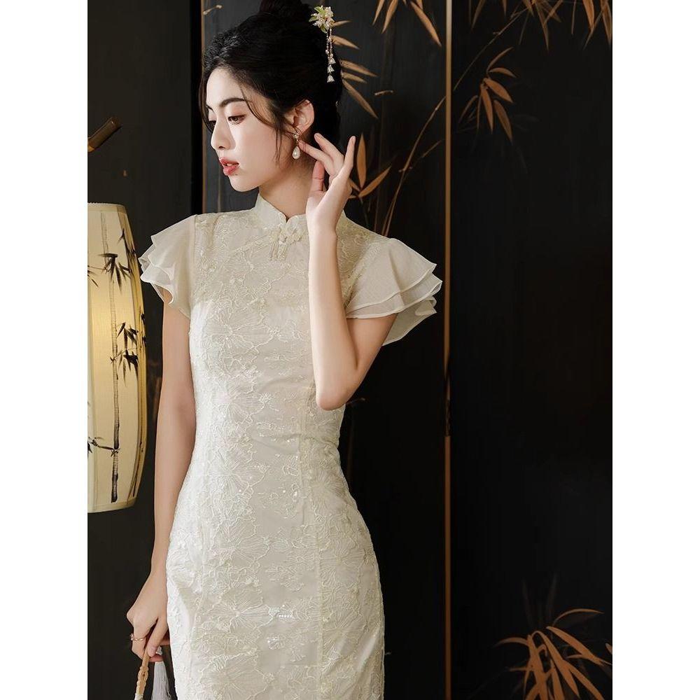 Платье «рыбий хвост» в китайском стиле, женское летнее платье, платье подружки невесты, повседневное платье