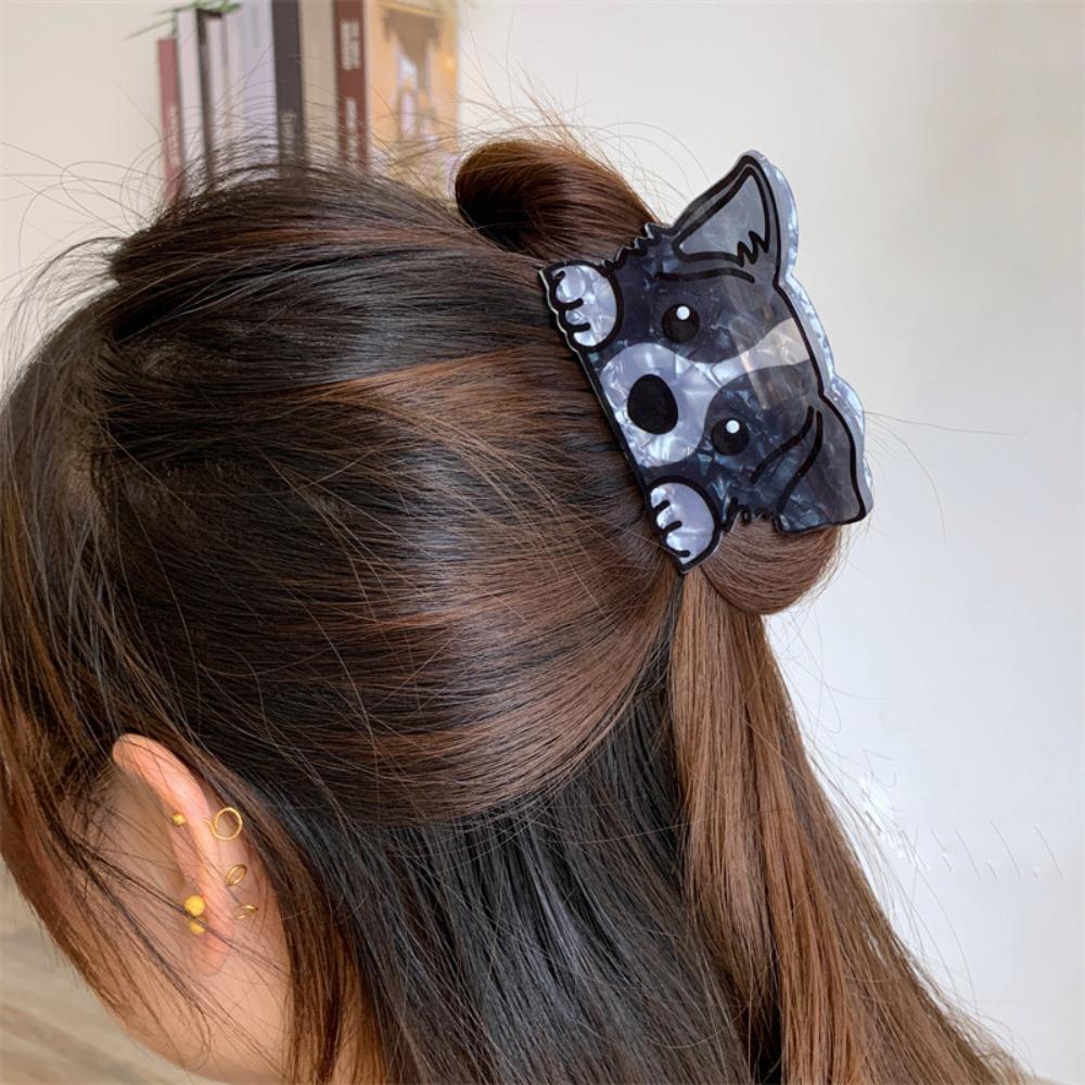 Acrylic Schnauzer Crab Clip Puppy Small Shark Clip Kawaii Cartoon Dog Hair Claw  Girls