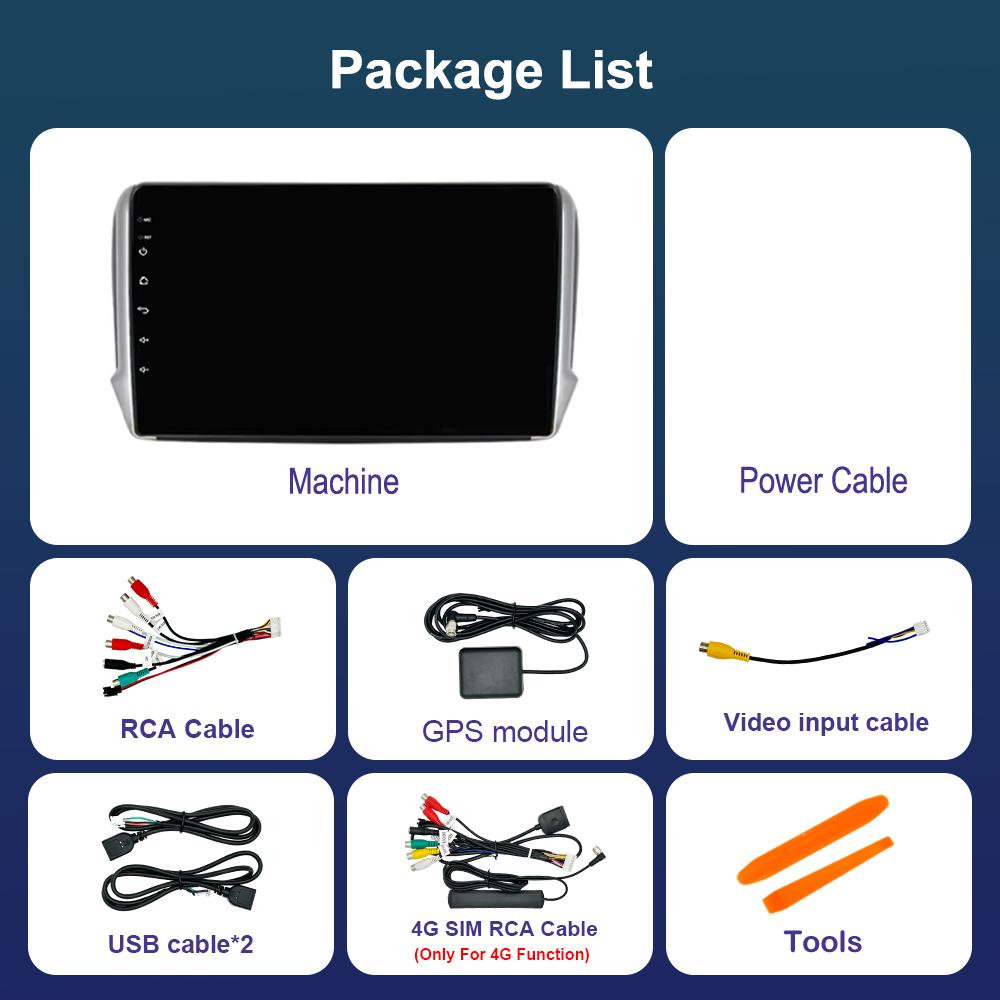 Навигация GPS Android 14 для Peugeot 2008 208 Series 2012 - 2018 Автомобильный Видео Мультимедиа Аудио Плеер WiFi HD Экран Bluetooth