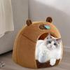 Полузакрытое гнездо для кошек, лежанка для кошек в форме капибалы, уютные аксессуары для собак, самонагревающиеся, милые, съемные, для кошек и собак, гнездо для кошек