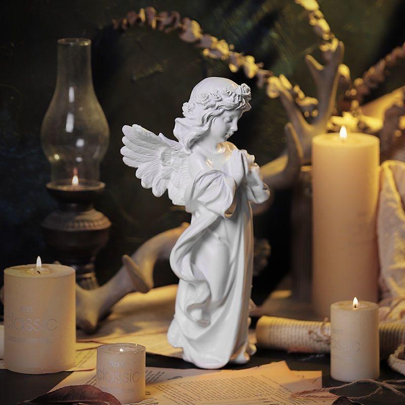 Nordic Creative Resin Angel Figurine, Modern Angel Sculpture Decorative Desktop Ornament
