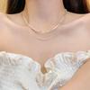 Korean Double-Layered Silver Clavicle Necklace for Women—Trendy, Elegant, and Radiant Design Worn by Internet Celebrities