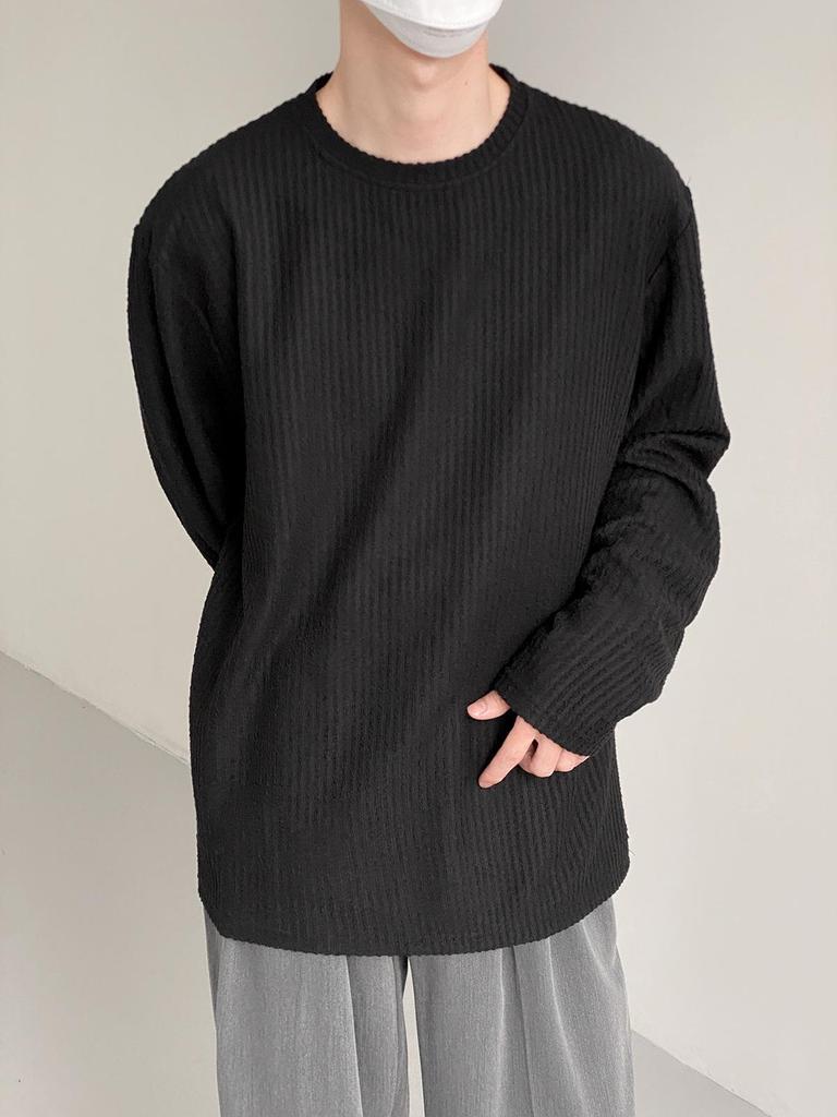 Мужская модная японская полосатая футболка свободного кроя с длинными рукавами