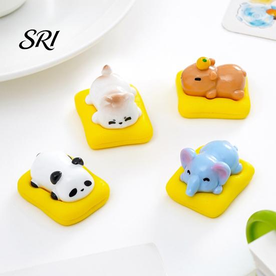 Resin Miniature 3 Pcs Mini Sleeping Animal on Pad Figurines Cute Kitten Panda Collectible Figurine Elephant Capybara Sculpture for DIY Crafts