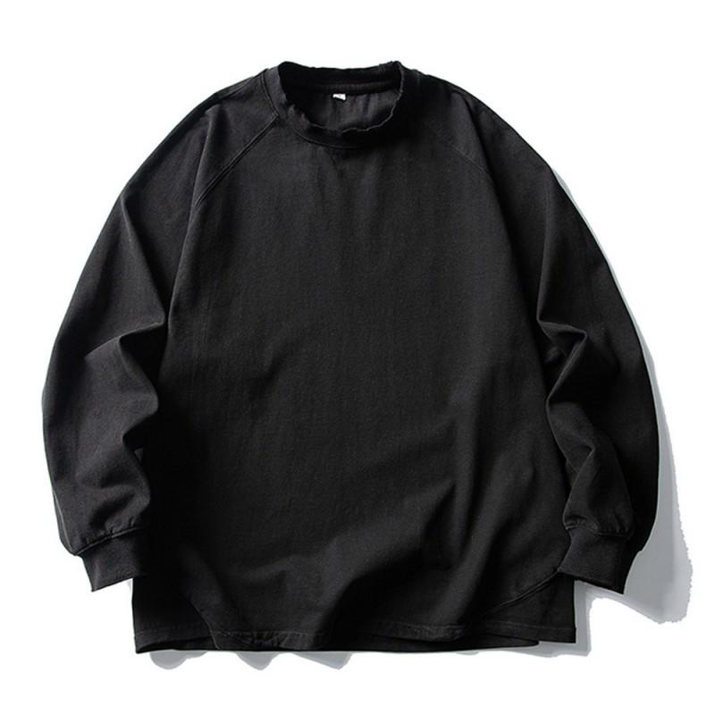 Mens Quick-Dry Long Sleeve T-Shirt Casual Loose Fit Cotton Round Neck Streetwear