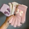 Bowknot Winter Gloves Touch Screen Warm Mittens Elastic Women Knitted Gloves