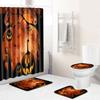 Halloween Shower Curtain Floor Mat Combination Four-Piece Set Bathroom Toilet Carpet Shower Room Mat Foot Mat