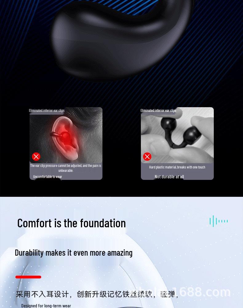 Q92 TWS Клипсовые Bluetooth-наушники: Спортивные, с шумоподавлением, не вставляющиеся в уши, высокое качество звука