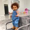 Big Size 66cm Reborn Dolls PIPPA Cosplay Boy Soft Cloth Body Simulation Doll with Denim Overalls Dark Skin Newborn Dolls for Kid Holiday Surprise Gift