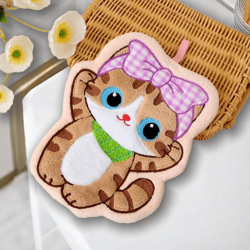 1/4 шт. Полотенца для рук из кораллового флиса в форме кошек, 4 очаровательных дизайна с котятами, Супервпитывающие Быстросохнущие Кухонные Банные Полотенца, Не линяют Современный Декор