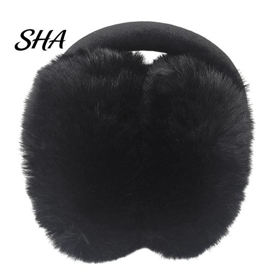 Winter Ear Warmers for Women Women's Muffs, Soft Faux Rabbit Fur Wind Resistant Sports Commuting, Plush Fluffy Cold Weather Outdoor Earmuffs