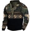 Large Size Men's 3D Digital Printed Henry Collar Sweatshirt Spring and Autumn Outdoor Casual Cycling Sweatshirt In Stock