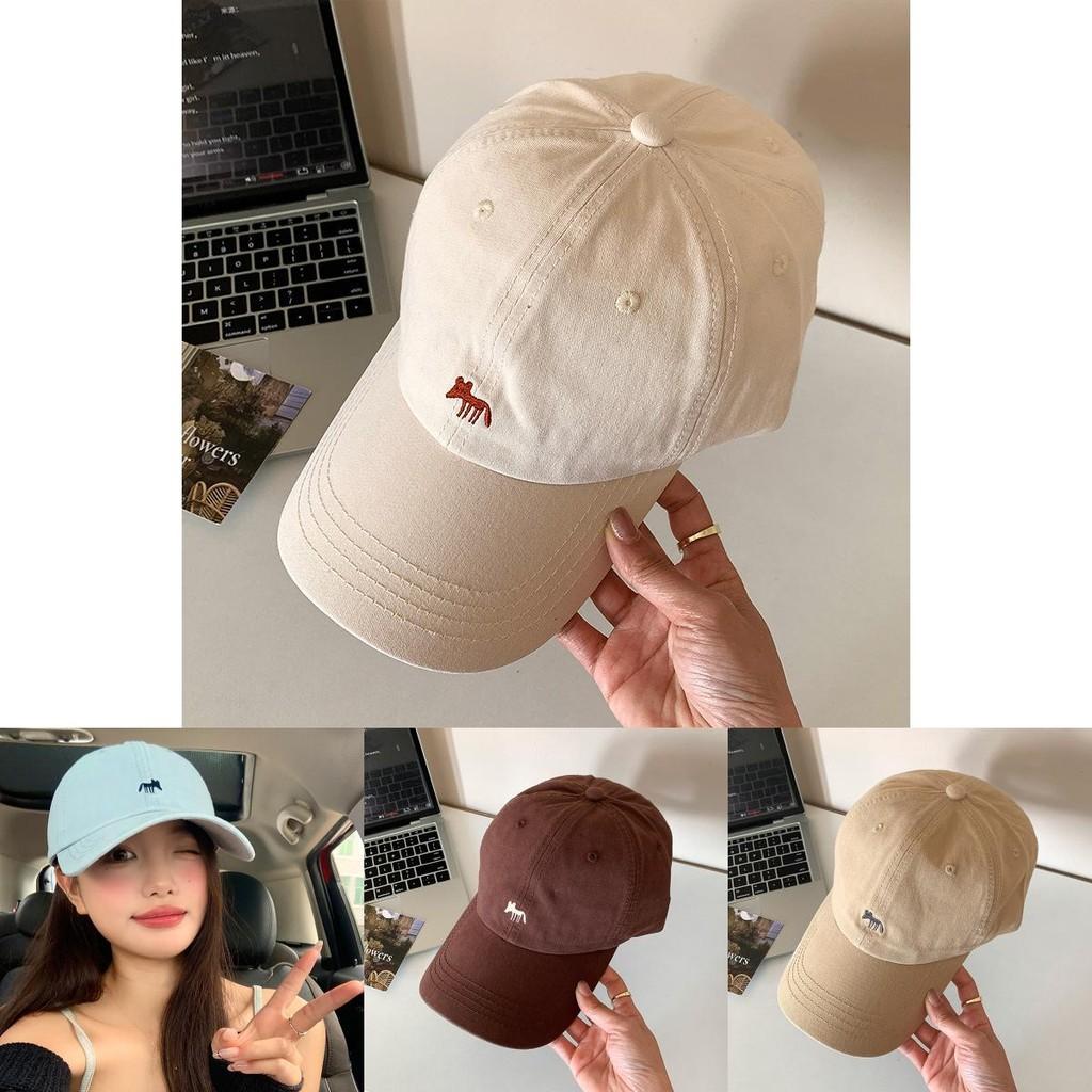 Sweet And Charming Light Blue Fox Embroidered Duckbill Hat For Spring Style