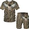 Summer Casual Camouflage Hunting Animal Wild Boar 3D T-Shirt Fashion Men's Tracksuit Short Sleeve Sportwear Men Clothing Suit