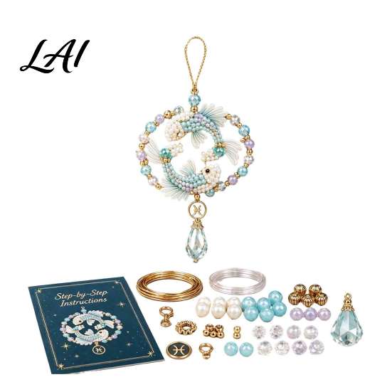 Spiritual Jewelry Making Supplies 12 Zodiac Blessing Beaded Ornament DIY Kit Beginner Friendly Sign Craft Kit Beading Set Hanging Pendant Handmade