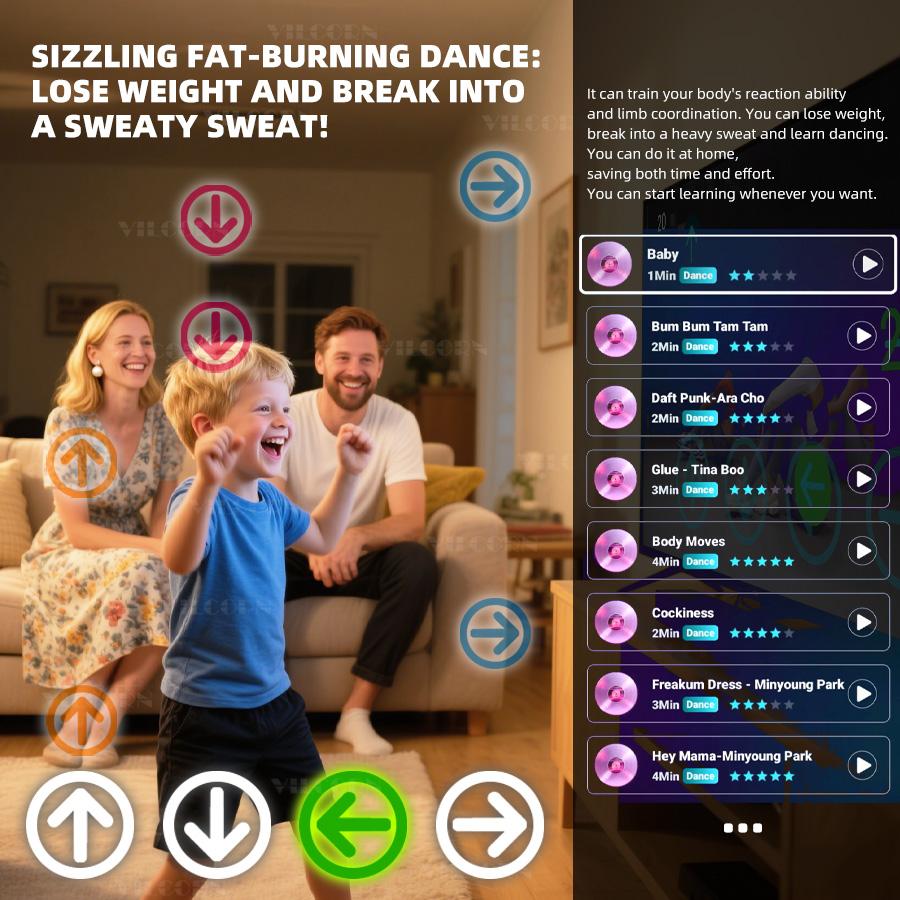 VILCORN Умная ИИ-система для активных игр для детей и семей. Интерактивная физическая фитнес-игровая консоль с играми, распознающими движение