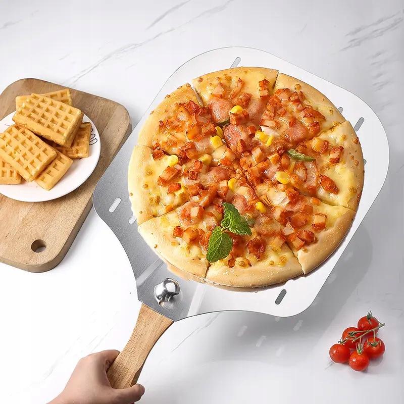 Pizza Bread Shovel Perforated 30.5x35.5cm Stainless Steel Foldable For Oven