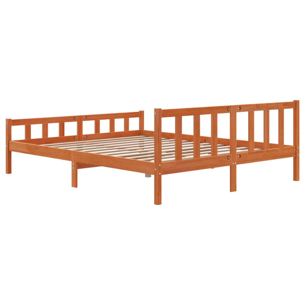 Solid Wood Bed without Mattress Wax Brown 160x200 cm Pine Wood