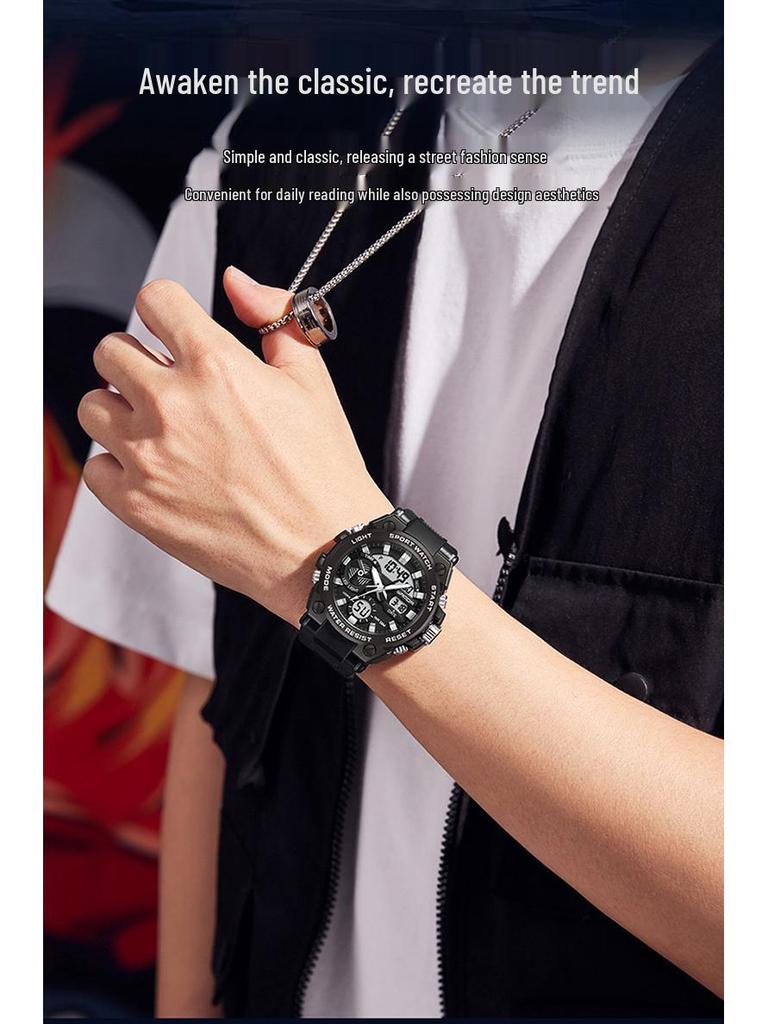 Sanda Men's Multifunctional Waterproof Luminous Military-Style Outdoor Sports Electronic Watch