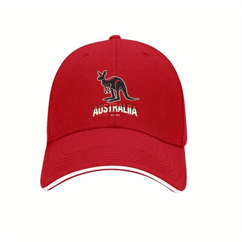 Kangaroo Australia Graphic Baseball Cap Polyester Adjustable Outdoor Sports Casual Cap for Unisex Women